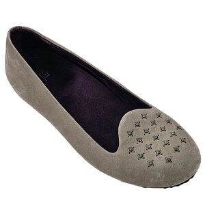 DR  WEIL Chelsea Orthaheel Technology Tan Suede Leather Studded Hidden Heel Flat